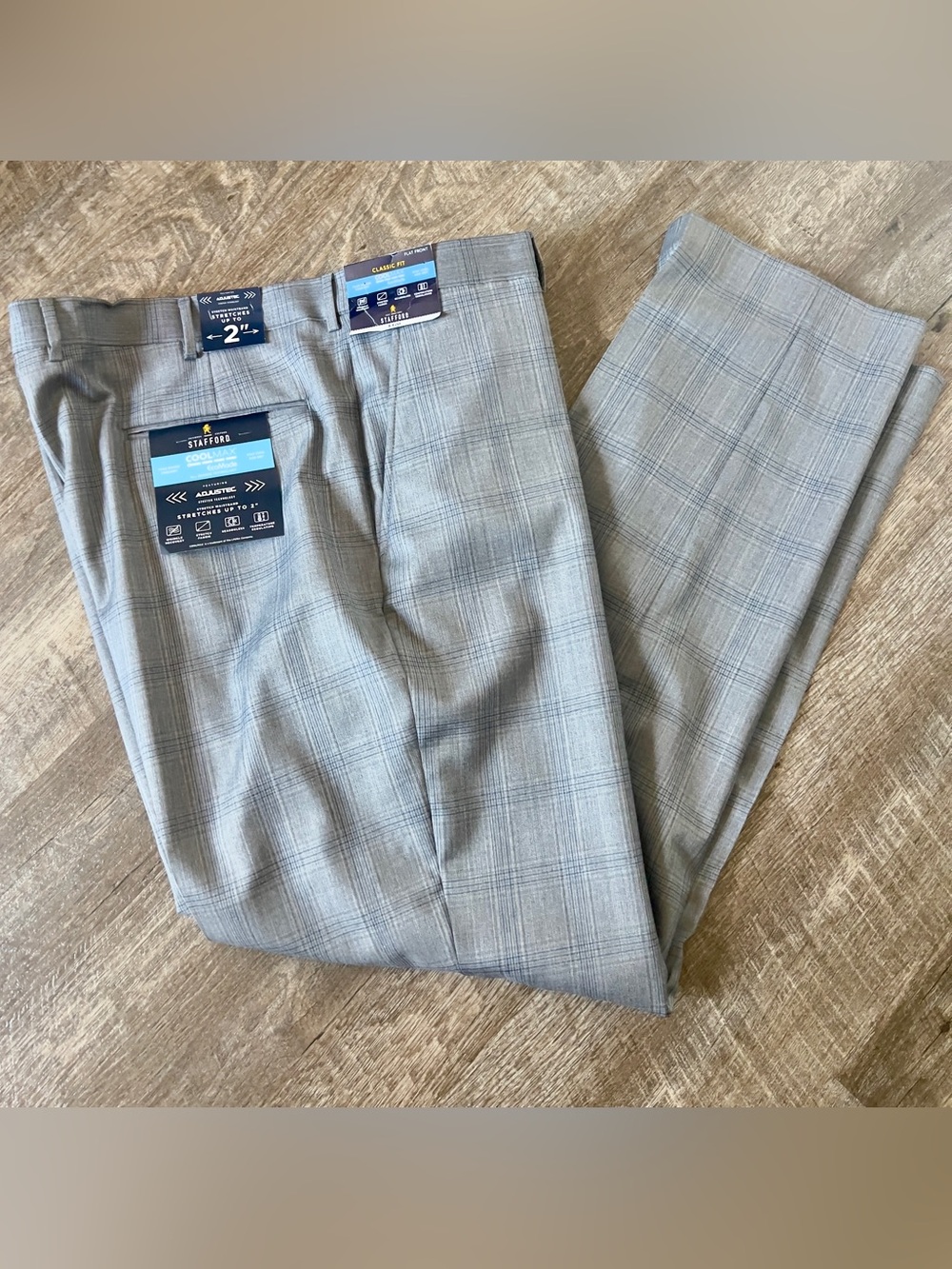 Stafford Light Gray Plaid Men’s Dress Pants